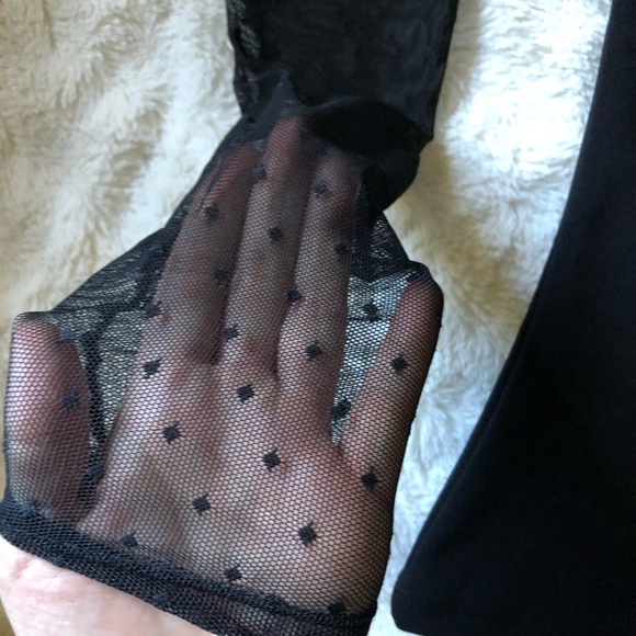 Sexy Black Top With Mesh Sleeves - Picture 2 of 3